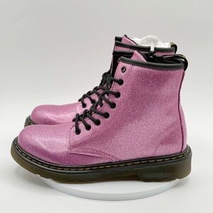 Dr Martens 1460 Pink Glitter Size 5 Big Girls Patent Leather Ankle Boots NIB